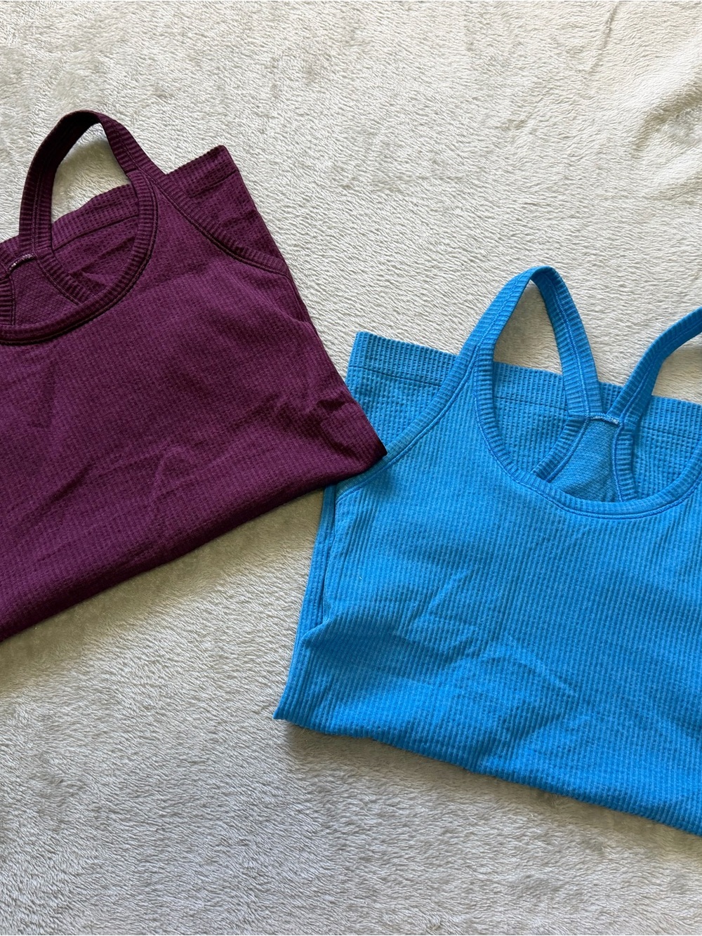 lululemon athletica Ribbed Tank Tops in Blue and Deep Burgundy Set of 2